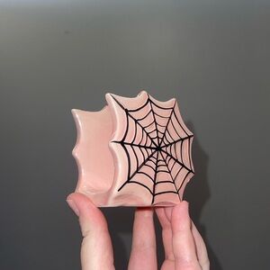 Spooky Pink Spiderweb Ceramic Sponge Holder Halloween